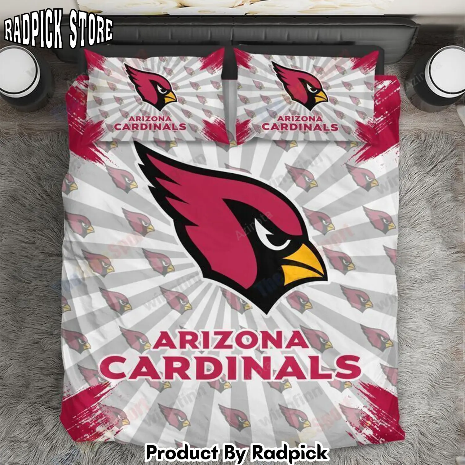 Radpick arizona cardinals 3pcs bedding set duvet cover and pillow cases gift for fan rp3278698